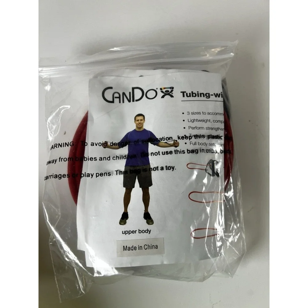 CanDo‎ 48in Resistance Band w/ Handles Red Latex Exercise Band